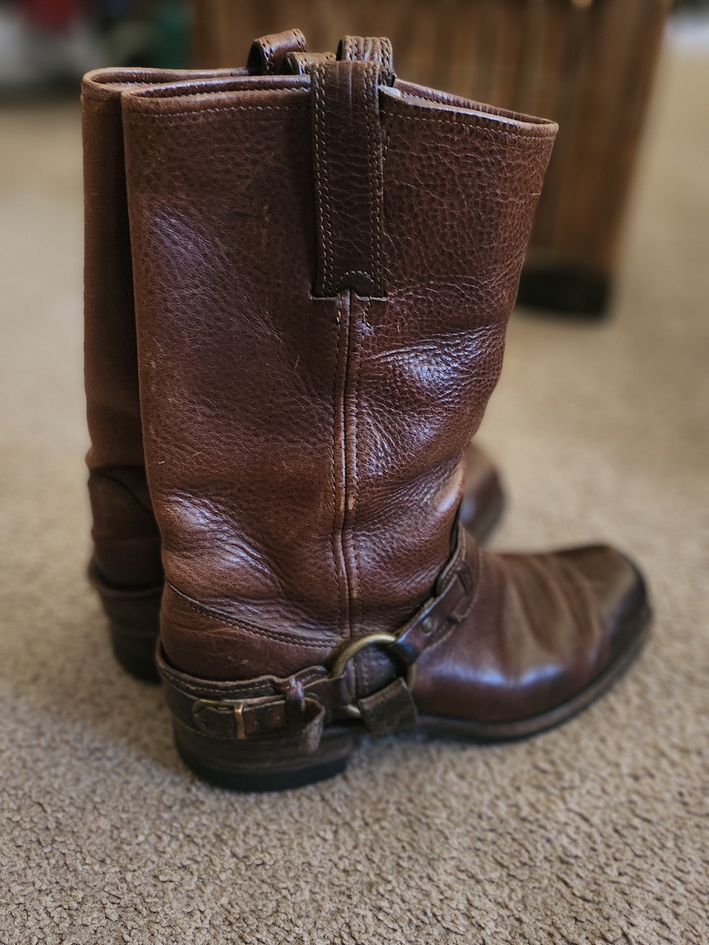 Frye Brown Leather Boots W/ Buckles - Picture 4 of 5